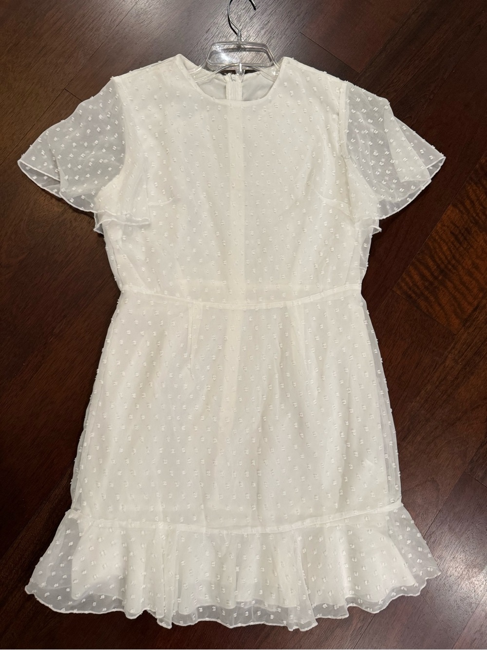 SHEIN White Swiss Dot Ruffle Hem Dress